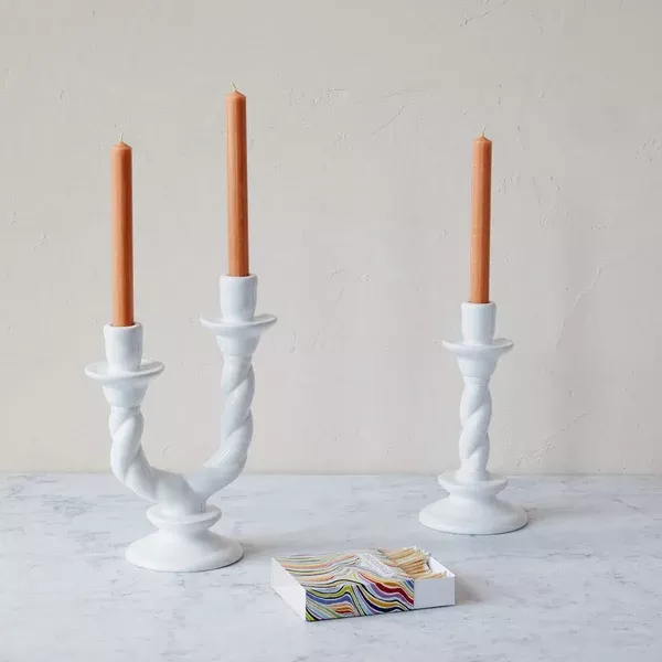 Vela Double Ceramic Candlestick