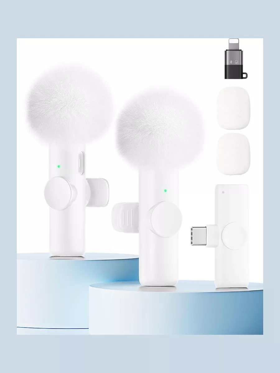 Wireless Lavalier Microphone (2-Pack) for iPhone and Android