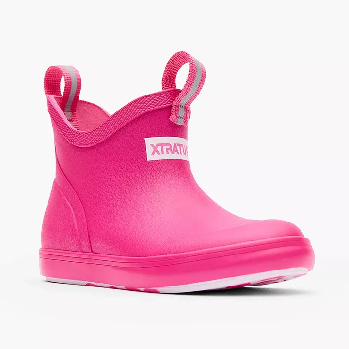 XTRATUF Big Kid's Ankle Deck Boot in Neon Pink