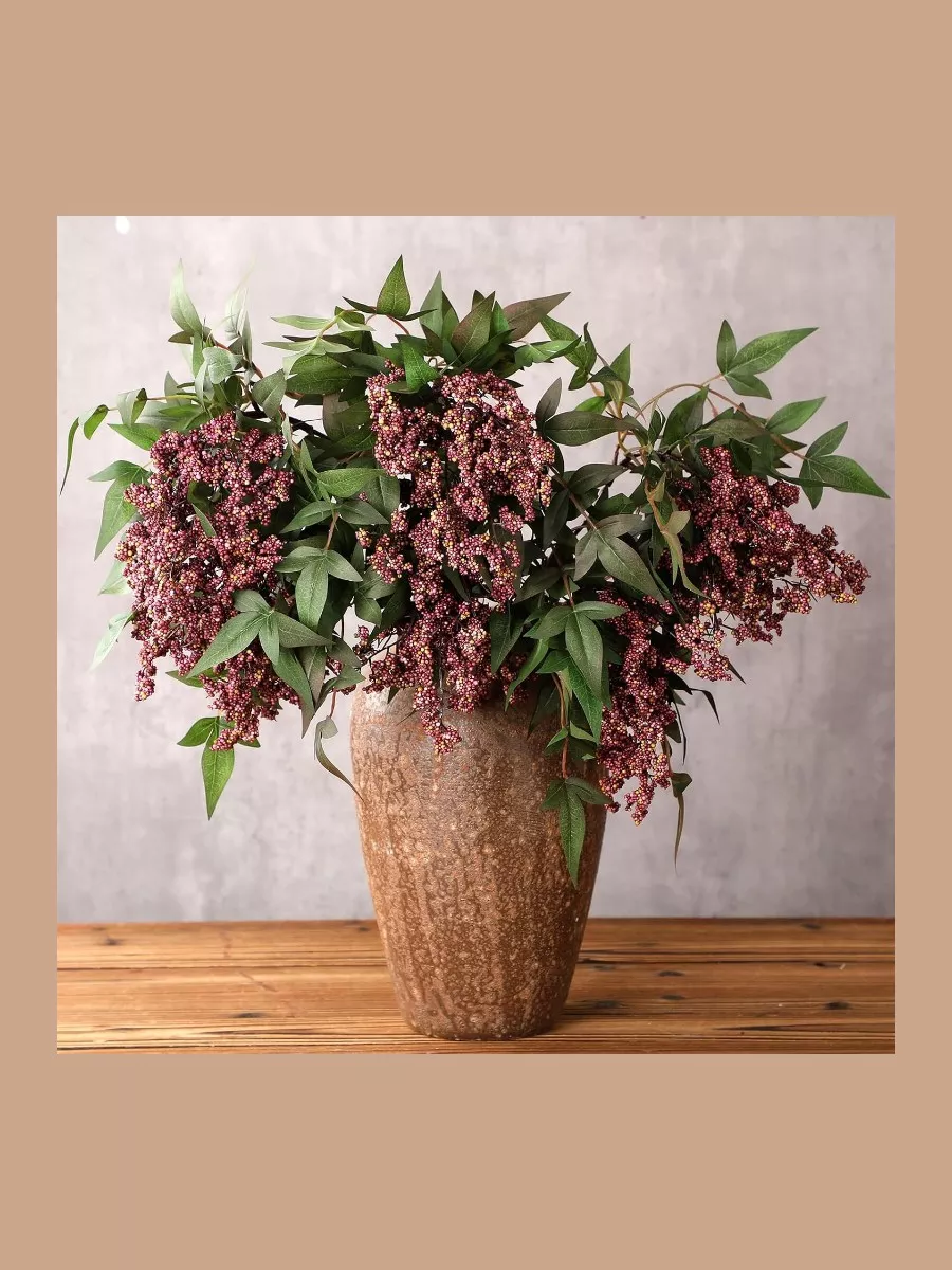 Zeyune 3-Pack Artificial Berry Stems - Gray Purple