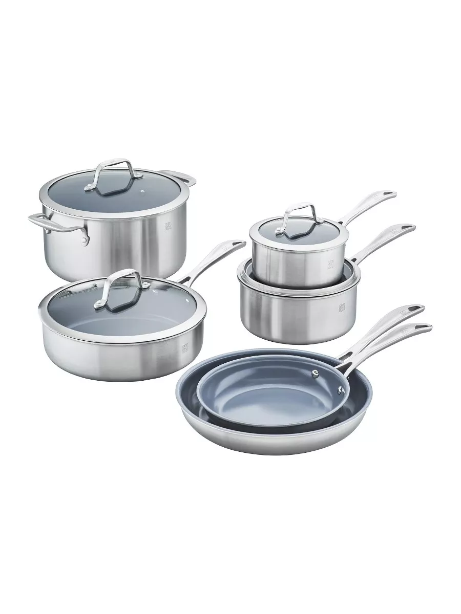 Zwilling Spirit 3-Ply 10-Piece Stainless Steel Ceramic Nonstick Cookware Set